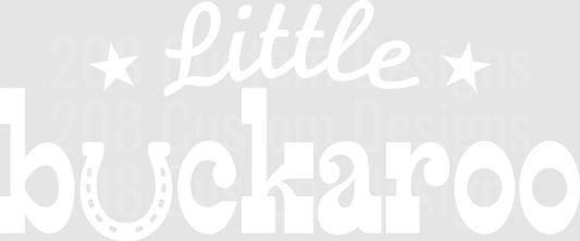 Little Buckaroo Text with Stars and Horseshoe White