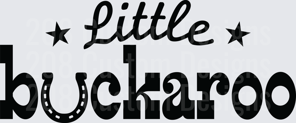 Little Buckaroo Text with Stars and Horseshoe