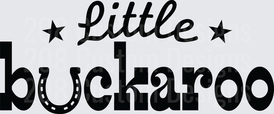 Little Buckaroo Text with Stars and Horseshoe