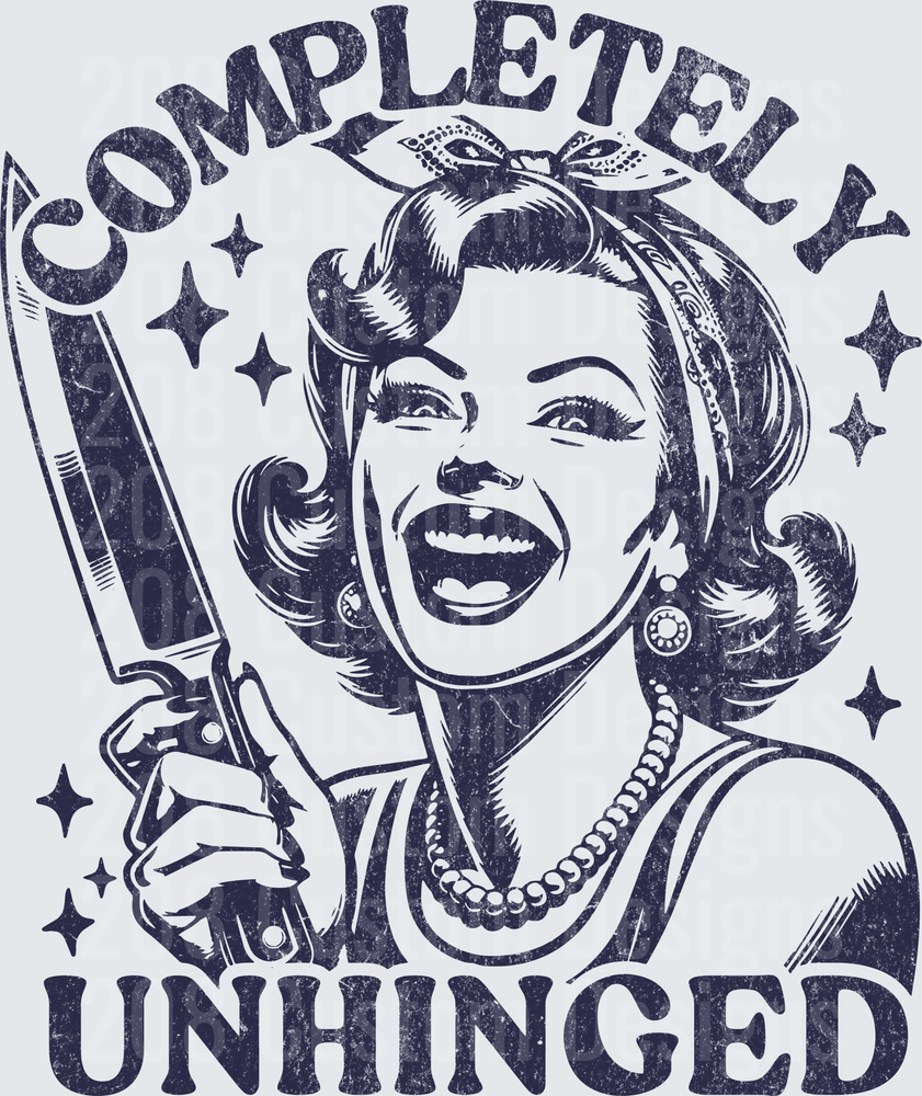 Completely Unhinged Retro Pin-Up Housewife with Gun Design