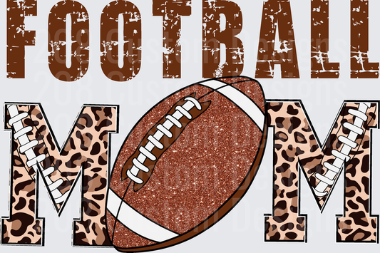 Football Mom Leopard Print Glitter Ball Grunge Text Design