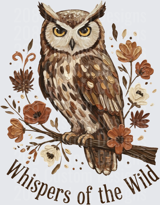 Whispers of the Wild Owl with Autumn Flowers and Branch