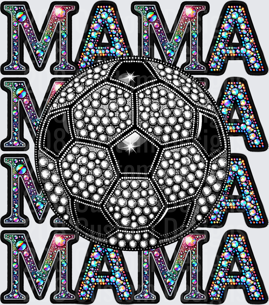 Rhinestone Glitter Soccer Ball Mama Stacked