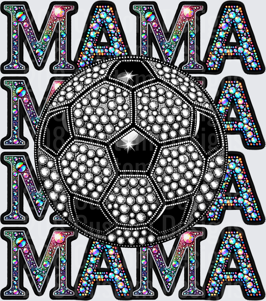Rhinestone Glitter Soccer Ball Mama Stacked