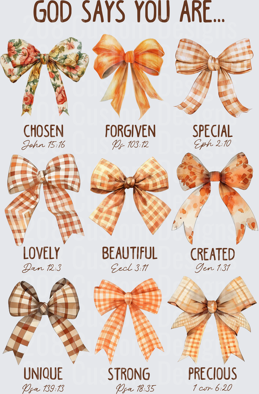 God Says You Are Chosen Forgiven Special Christian Bows Design
