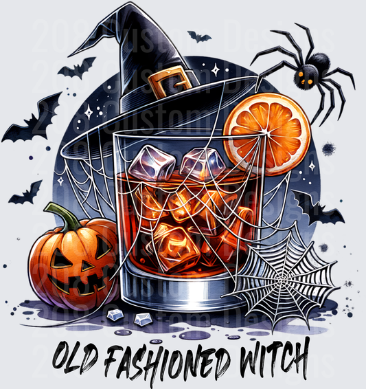 Old Fashioned Witch Halloween Cocktail with Jack-O-Lantern