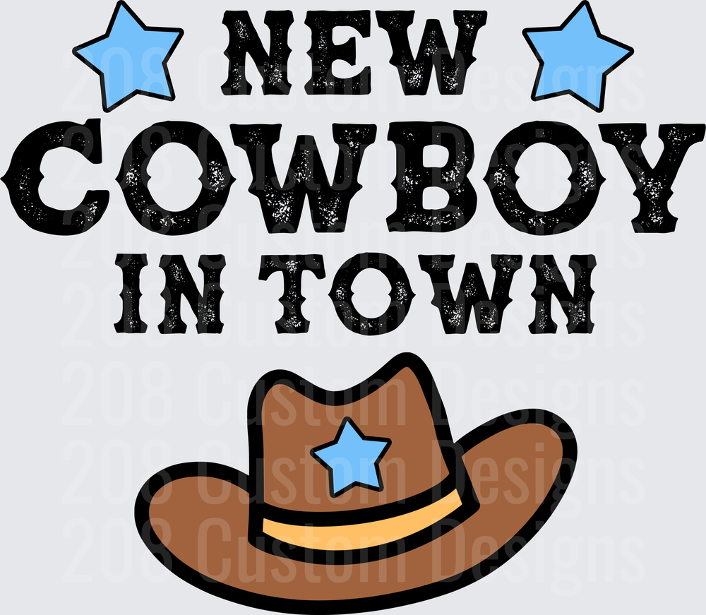 New Cowboy in Town with Brown Hat and Blue Stars