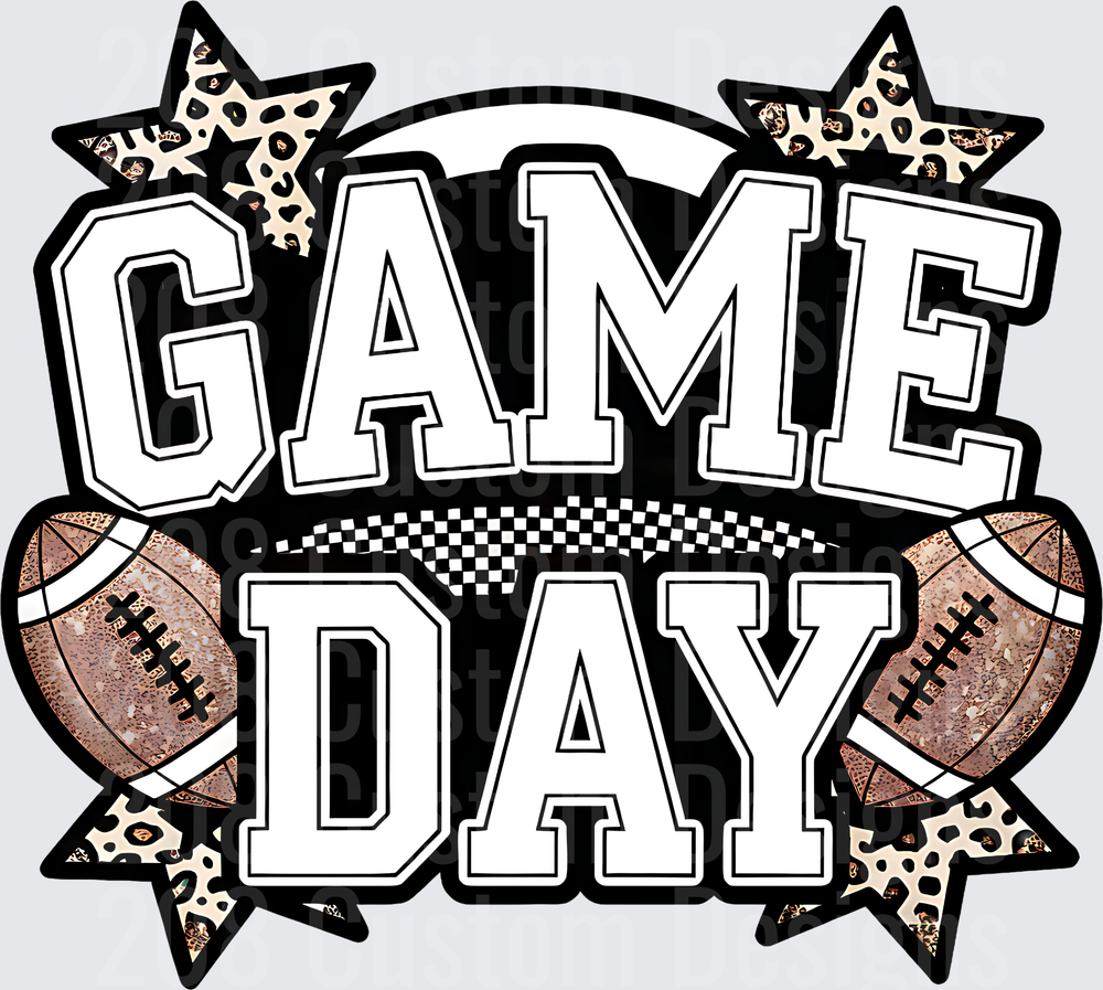 Game Day Football Leopard Print Stars Bold Varsity Design