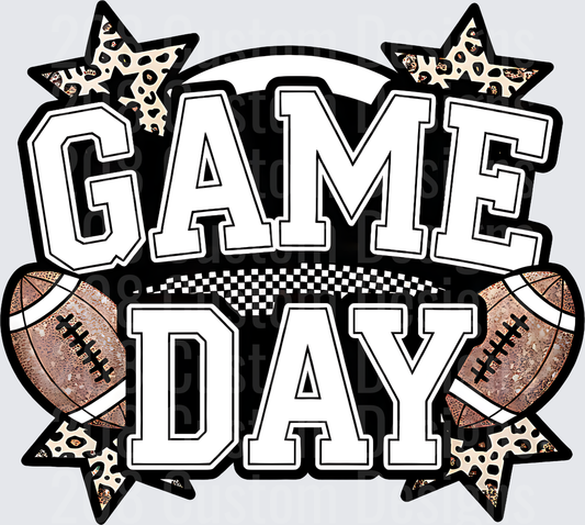 Game Day Football Leopard Print Stars Bold Varsity Design