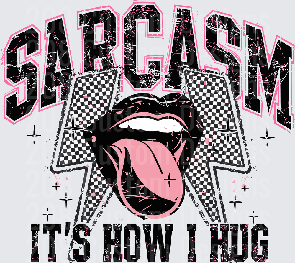 Sarcasm Pink Tongue Out Checkered Flag Racing Design