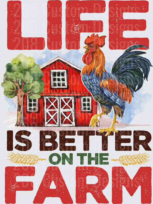 Life Is Better On The Farm Rooster Red Barn Country Design