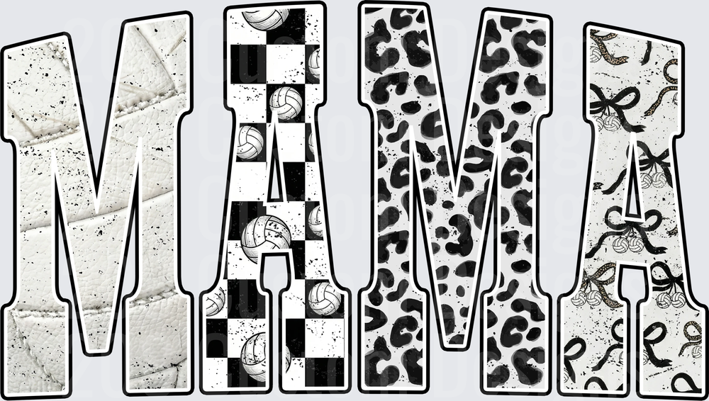 Volleyball Mama Leopard Checkered Mixed Pattern Letters