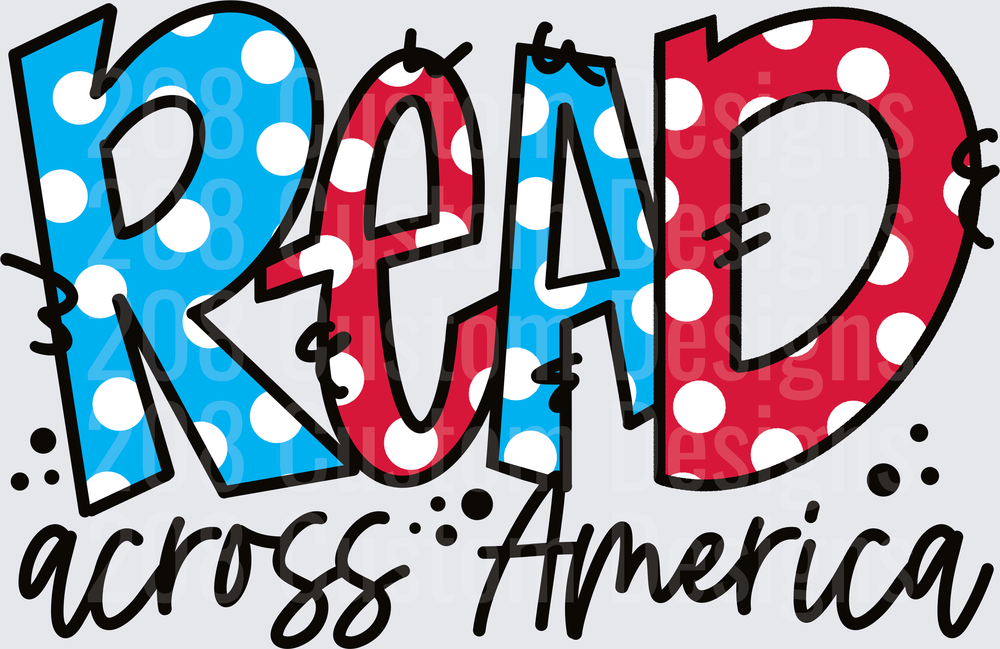 READ Across America Patriotic Red White Blue Polka Dot Letters