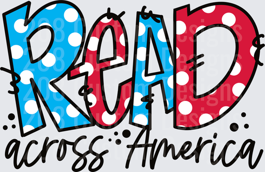 READ Across America Patriotic Red White Blue Polka Dot Letters