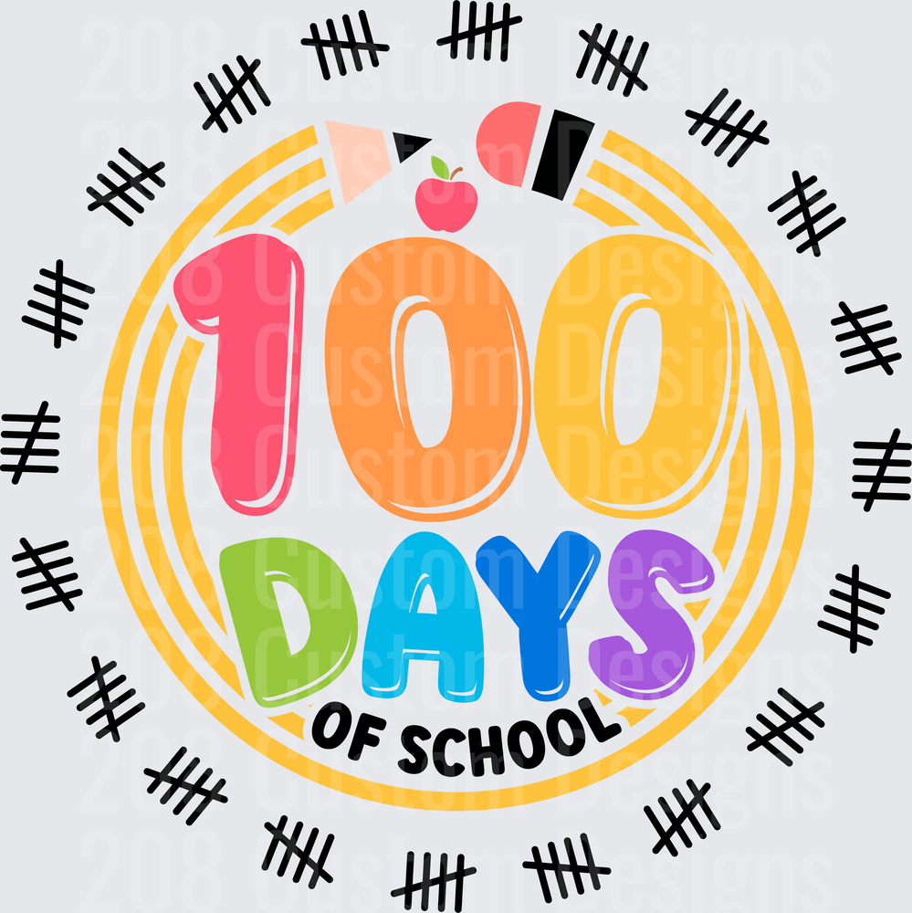 100 Days of School Colorful Tally Marks Circle Badge