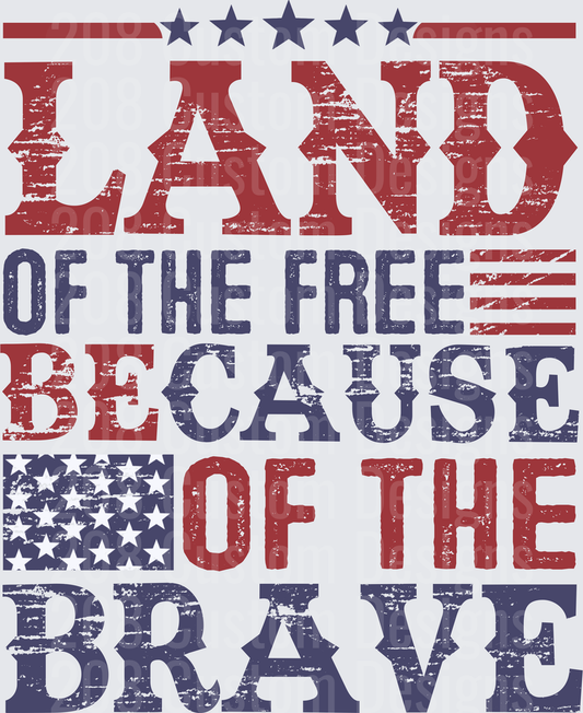 Land of the Free Because of the Brave Patriotic American Flag