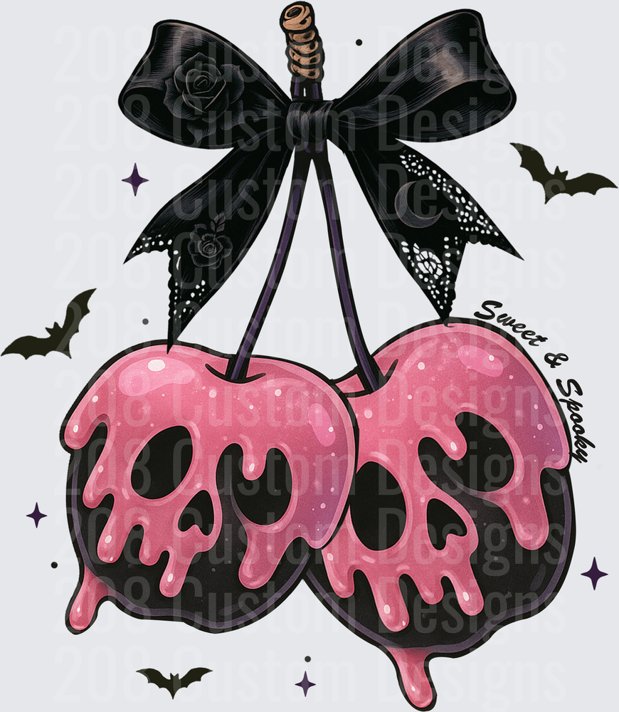 Goth Poison Apple Cherries Skull Drip Black Lace Bow Bats