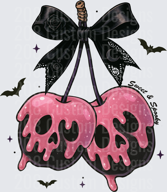 Goth Poison Apple Cherries Skull Drip Black Lace Bow Bats