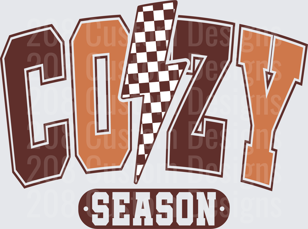 Cozy Season Typography with Checkered Flag Design
