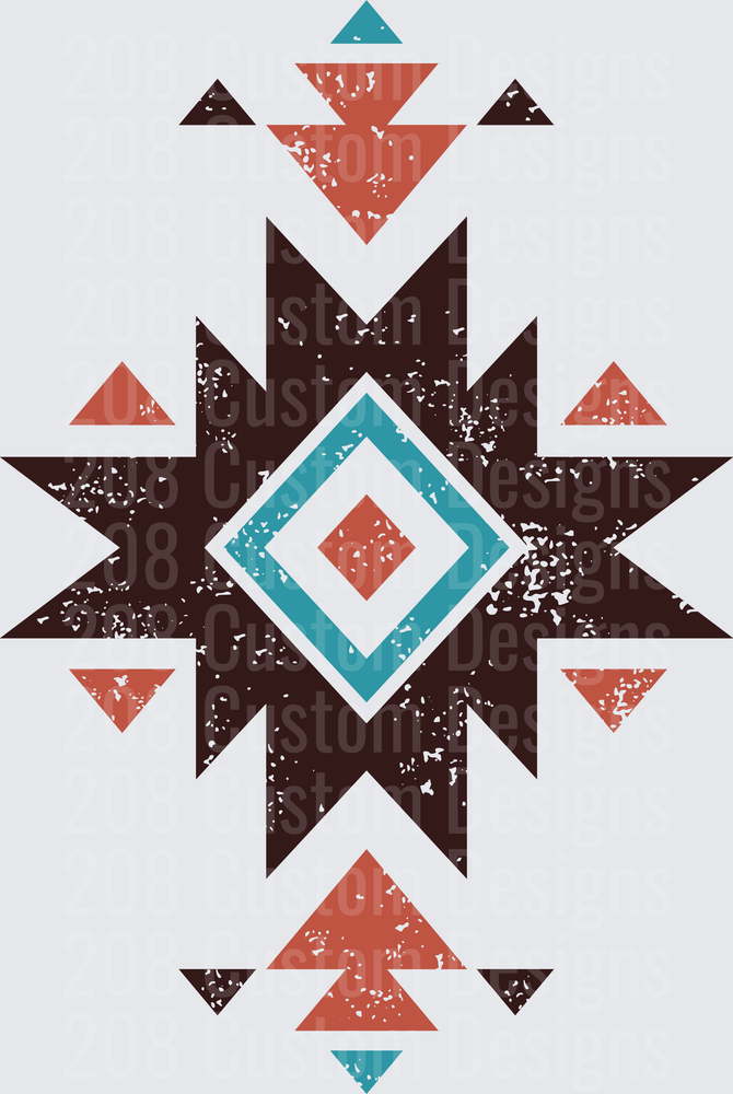 Southwestern Aztec Star Burst with Distressed Texture
