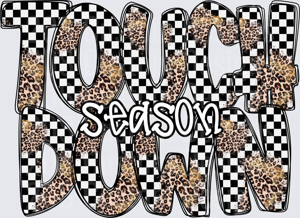 Touchdown Season Leopard Checkered Stacked Letter Design