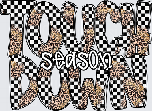 Touchdown Season Leopard Checkered Stacked Letter Design