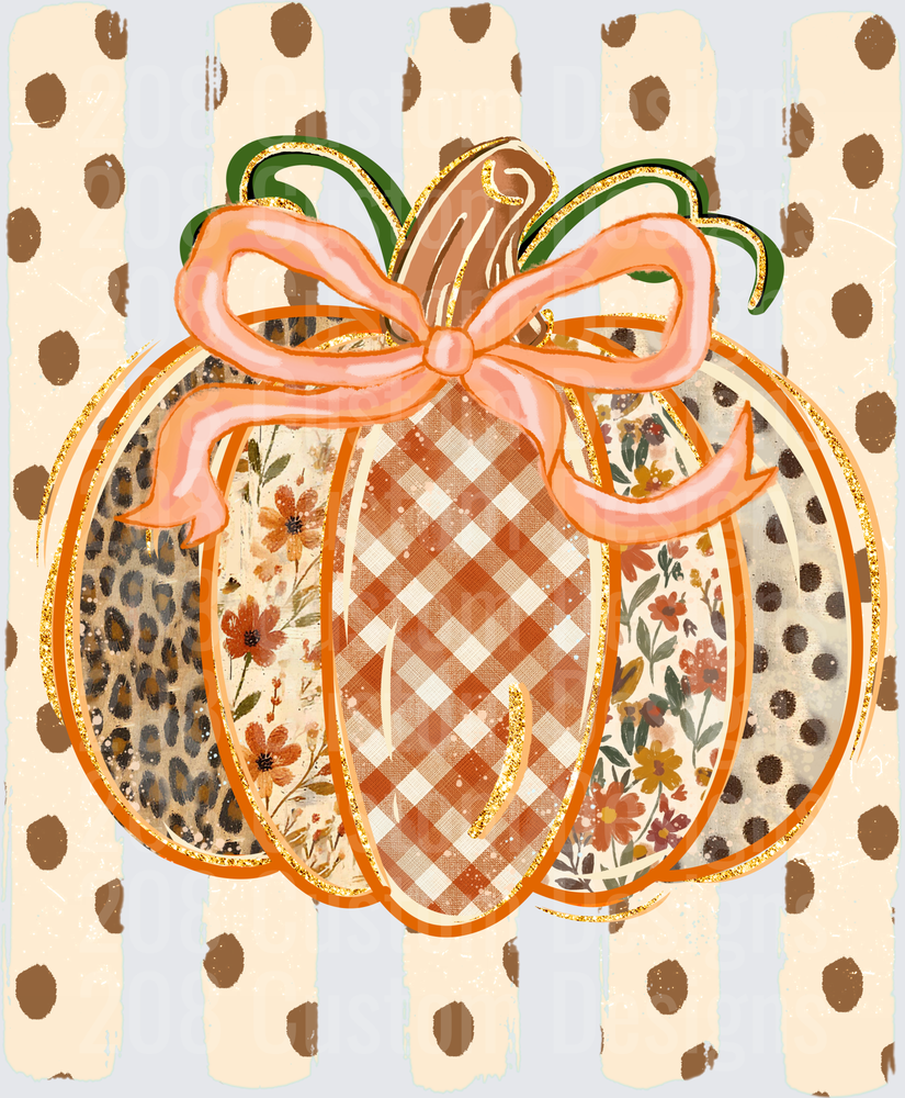 Patchwork Pumpkin Bow Leopard Floral Gingham Fall