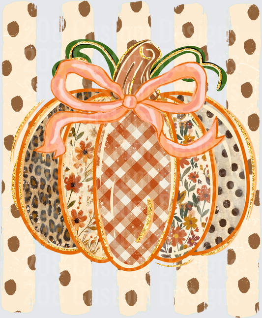 Patchwork Pumpkin Bow Leopard Floral Gingham Fall