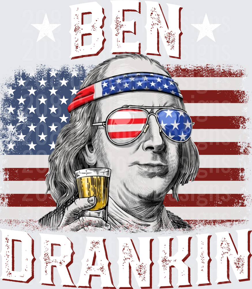 Ben Franklin Patriotic Beer Drinking American Flag Sunglasses