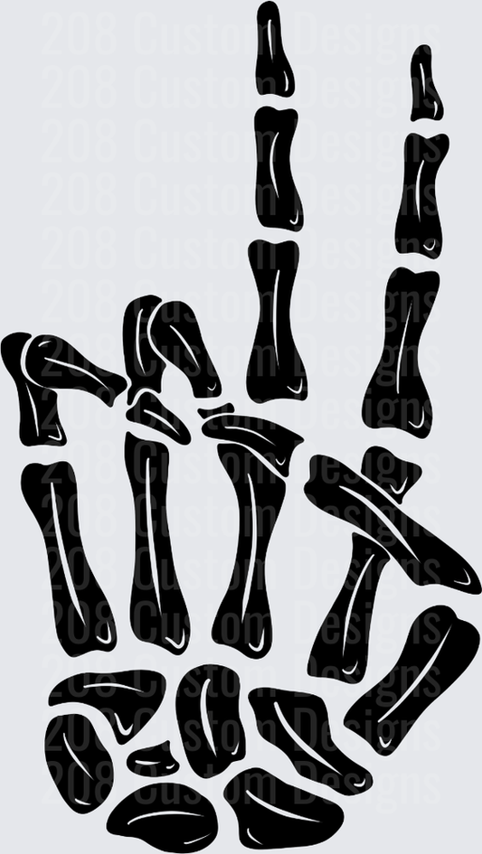 Skeletal Hand Bones Anatomy Black Silhouette