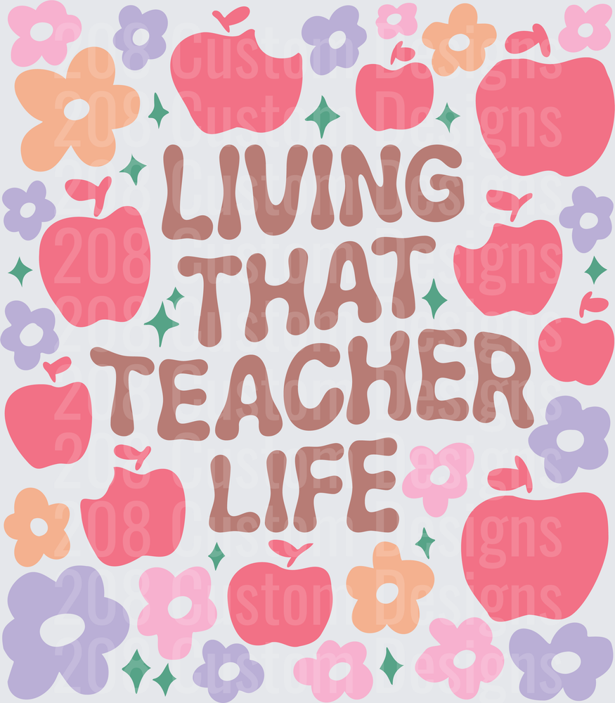 Living That Teacher Life Retro Floral Apple Design