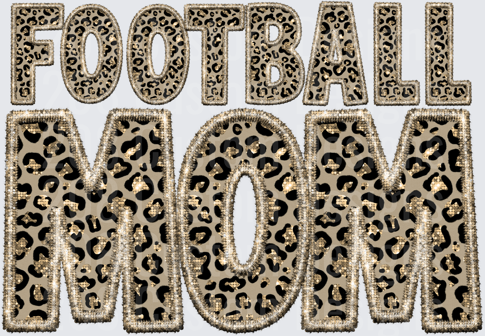 Football Mom Leopard Print Sequin Embroidery Patch Letter
