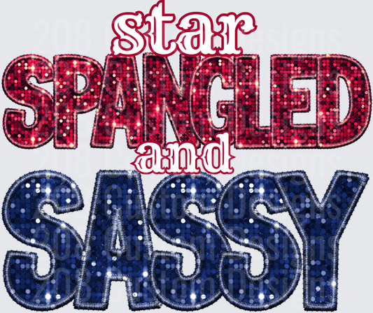 Star Spangled and Sassy Patriotic Sequin Text Design