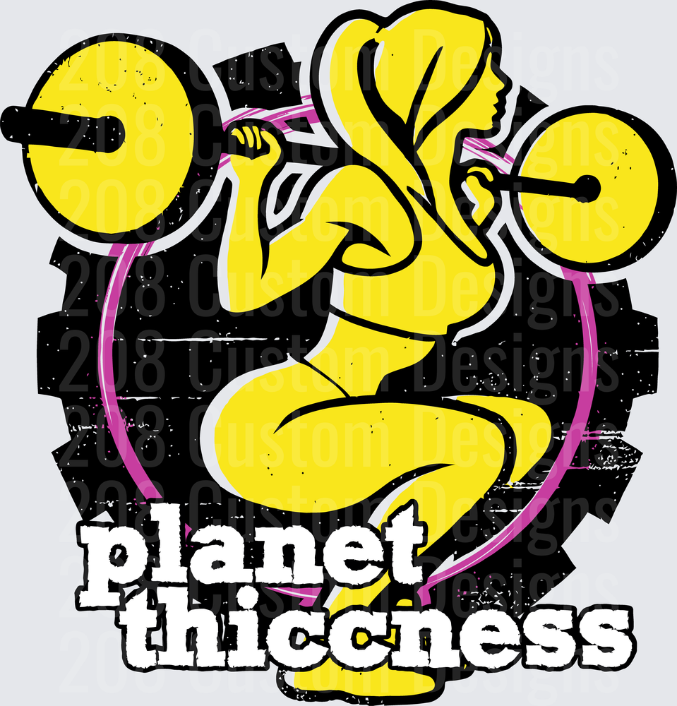 Planet Thiccness Retro Pin-Up Girl with Barbell Weights