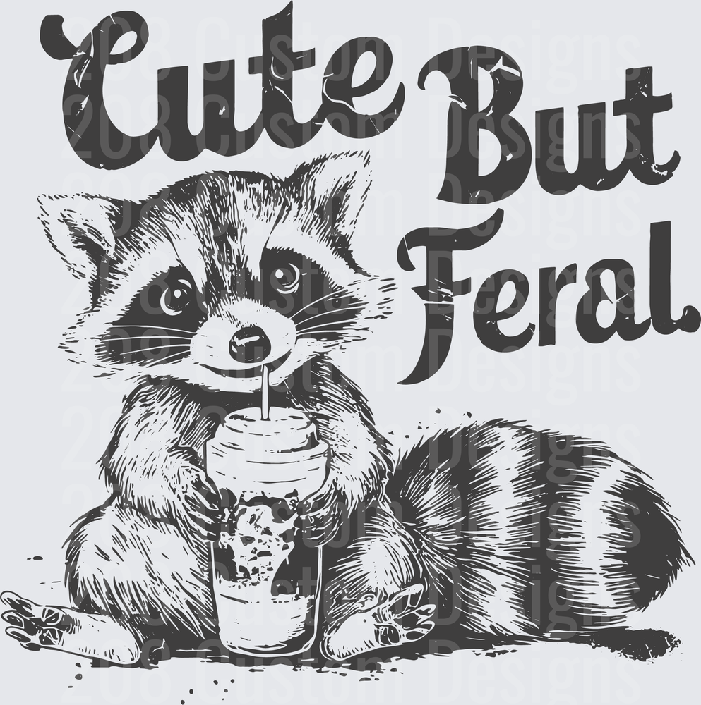 Cute But Feral Raccoon Drinking from Straw