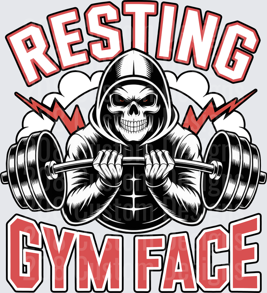 Resting Gym Face Hooded Skeleton Lifting Barbell