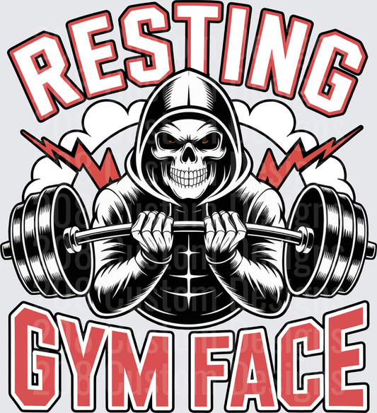 Resting Gym Face Hooded Skeleton Lifting Barbell