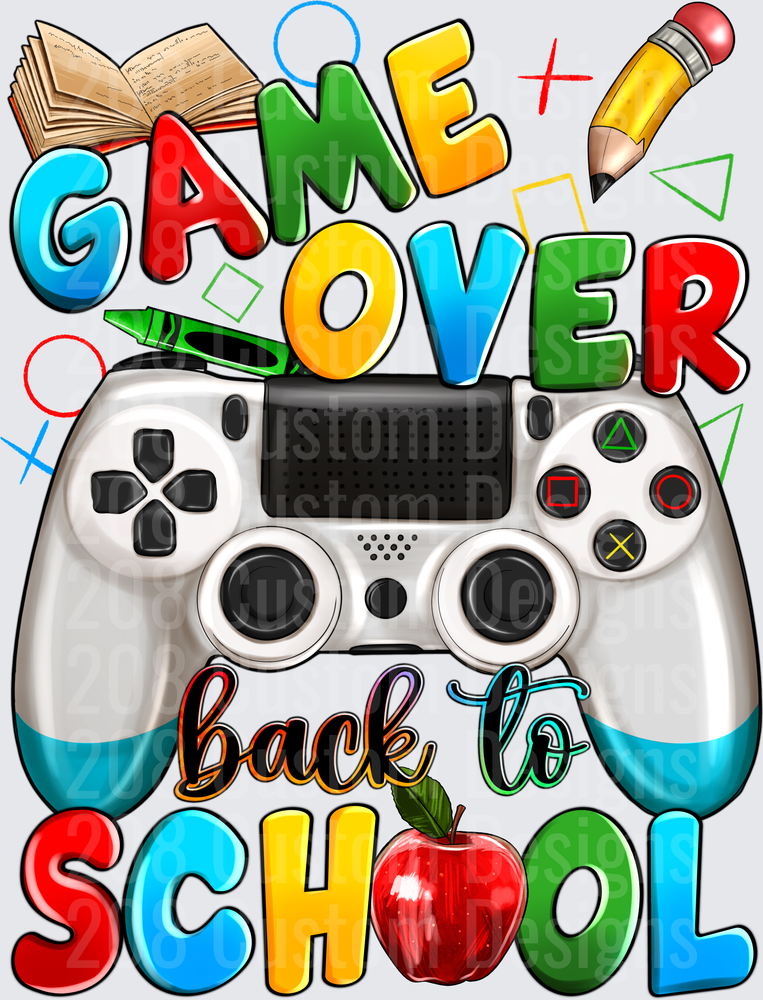 Game Over Back To School Gaming Controller Colorful Design