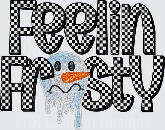 I'm Frosty Melting Snowman Face with Checkered Text