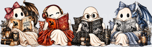 Four Cute Ghosts Reading