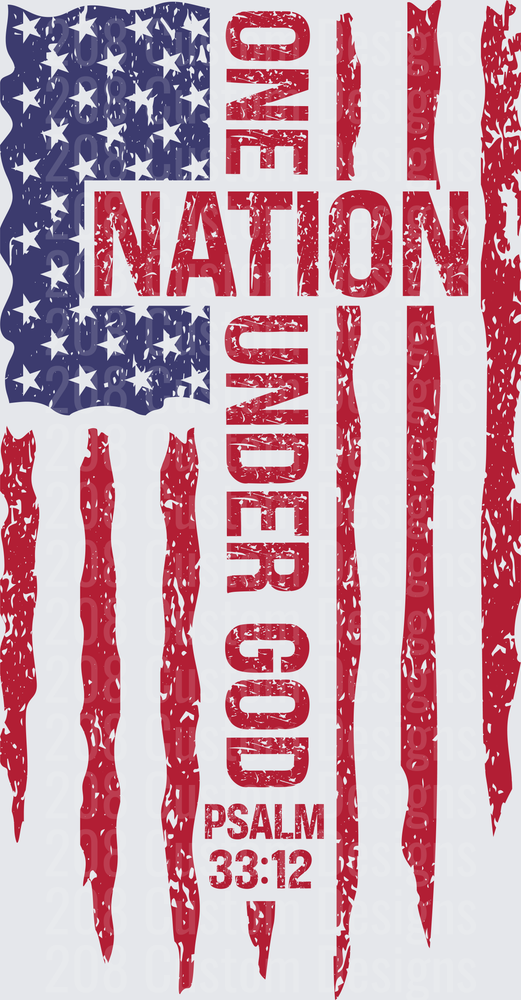 Distressed American Flag One Nation Under God Psalm 33:12