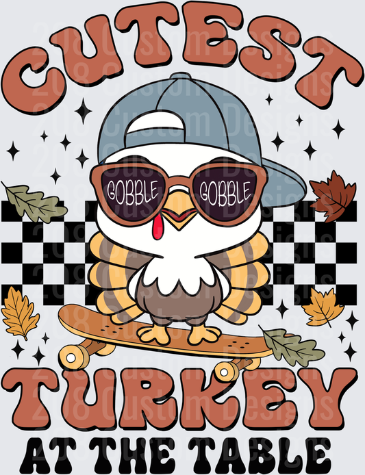 Cutest Turkey At The Table Gobble Gobble Skateboard