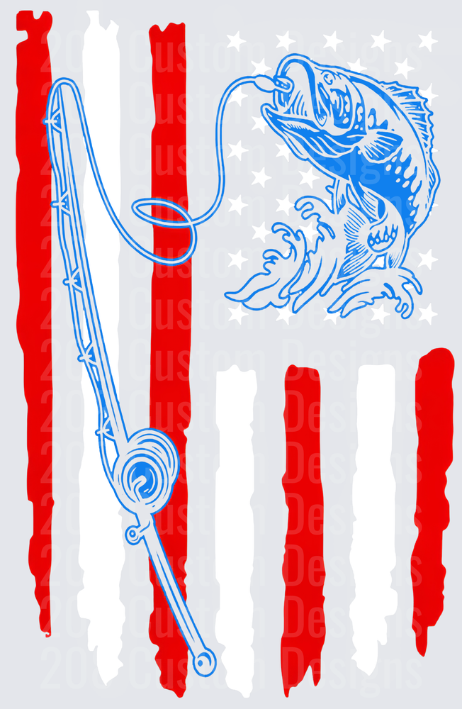 American Flag Bass Fishing Rod and Reel Design