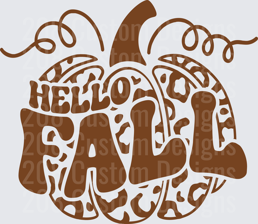 Hello Fall Decorative Pumpkin with Swirls