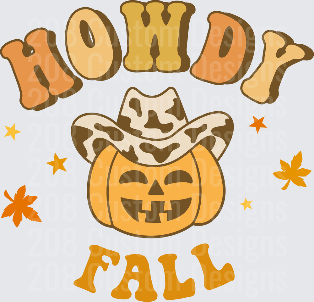 Howdy Fall Jack-o'-Lantern Cowboy Hat Halloween Design