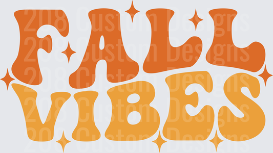 Fall Vibes Retro 70s Groovy Typography with Sparkle Stars