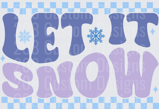 Let It Snow Winter Holiday Typography with Snowflakes
