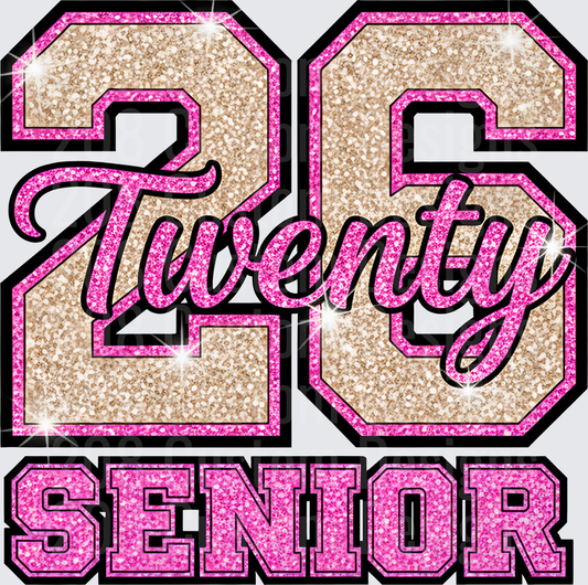 Class of 2026 Twenty Twenty Six Senior Glitter Pink Gold