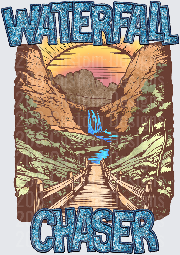Waterfall Chaser Nature Adventure Scene with Wooden Bridge