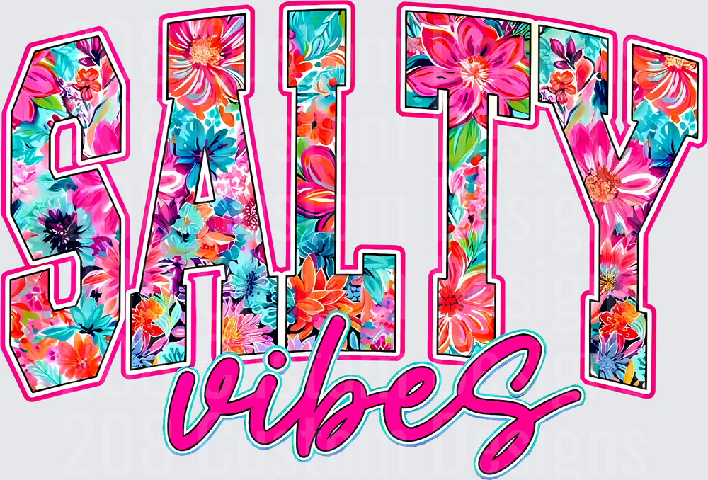 Salty Vibes Tropical Floral Typography Design